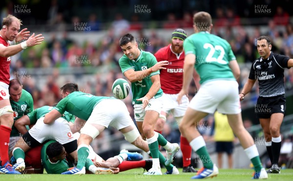 070919 - Ireland v Wales - International Rugby Union - Conor Murray of Ireland gets the ball away