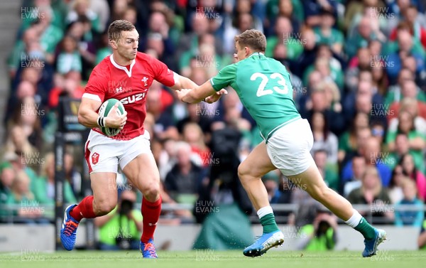 070919 - Ireland v Wales - International Rugby Union - George North of Wales takes on Garry Ringrose of Ireland