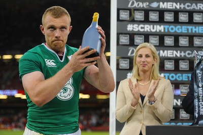 080815 - Wales v Ireland - Dove Men Series 2015 -Keith Earls of Ireland receives the man of the match award