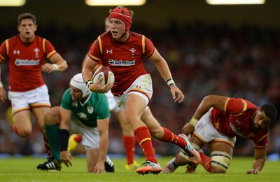 080815 - Wales v Ireland - Dove Men Series 2015 -Tyler Morgan of Wales gets past Rory Best of Ireland