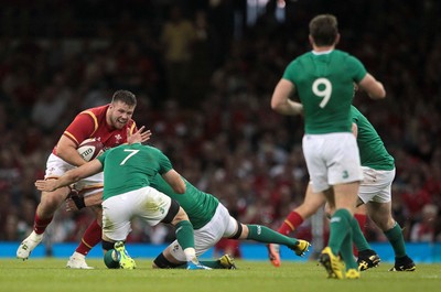 080815 - Wales v Ireland - Dove Mens Series - Rob Evans of Wales is tackled by Tommy O'Donnell of Ireland