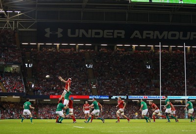 080815 - Wales v Ireland - Dove Mens Series - Jake Ball of Wales wins a line out