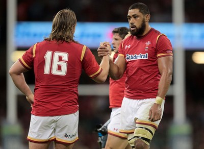 080815 - Wales v Ireland - Dove Mens Series - Kristian Dacey and Taulupe Faletau of Wales