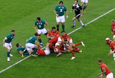 080815 - Wales v Ireland - Dove Men+Care Test - Mike Phillips of Wales gets the ball away