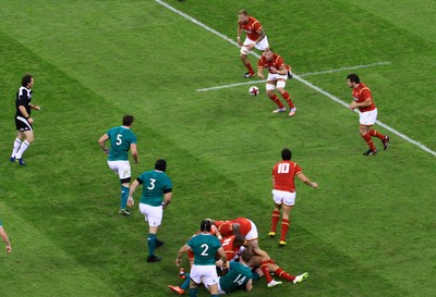 080815 - Wales v Ireland - Dove Men+Care Test - James Hook of Wales passes the ball