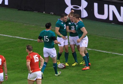 080815 - Wales v Ireland - Dove Men+Care Test - Keith Earls of Ireland celebrates his try