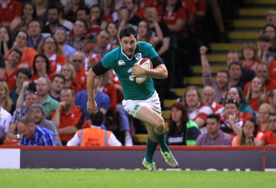 080815 - Wales v Ireland - Dove Men+Care Test - Felix Jones of Ireland crosses for try