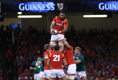 080815 - Wales v Ireland - Dove Men+Care Test - Taulupe Faletau of Wales wins lineout ball