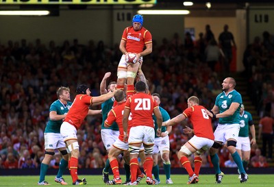 080815 - Wales v Ireland - Dove Men+Care Test - Justin Tipuric of Wales wins lineout ball