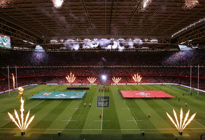 080815 - Wales v Ireland - Dove Men+Care Test - Players of Wales and Ireland take the field