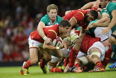 080815 - Wales v Ireland, Dove Men Tests 2015 - Lloyd Williams of Wales is tackled by Kieran Marmion of Ireland  