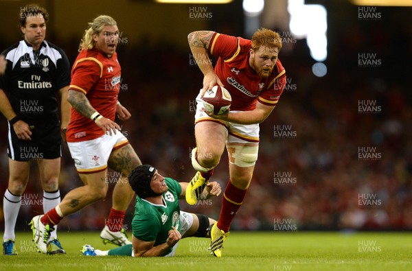 080815 - Wales v Ireland - Dove Men Series 2015 -Dan Baker of Wales is tackled by Tommy O'Donnell of Ireland