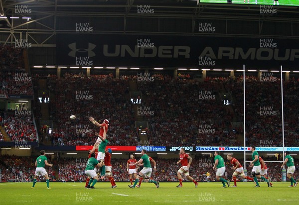 080815 - Wales v Ireland - Dove Mens Series - Jake Ball of Wales wins a line out