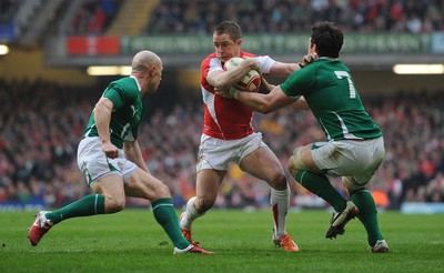 12.03.11 - Wales v Ireland - RBS Six Nations 2011 - Shane Williams of Wales is tackled by David Wallace of Ireland. 