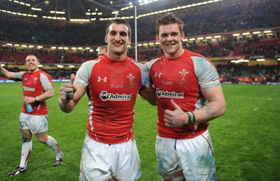 12.03.11 - Wales v Ireland - RBS Six Nations 2011 - Sam Warburton and Dan Lydiate of Wales celebrate at the end of the game. 