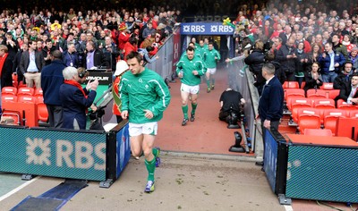12.03.11 - Wales v Ireland - RBS Six Nations 2011 - Tommy Bowe of Ireland runs out onto the field. 