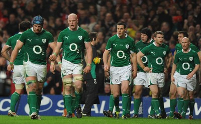 12.03.11 - Wales v Ireland - RBS Six Nations 2011 - Ireland players look dejected after Mike Phillips of Wales scores try. 