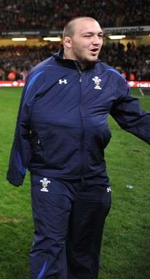 12.03.11 - Wales v Ireland - RBS Six Nations 2011 - Craig Mitchell of Wales with his arm in a sling at the end of the game. 