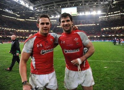 12.03.11 - Wales v Ireland - RBS Six Nations 2011 - Lee Byrne and Mike Phillips of Wales. 