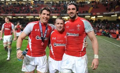 12.03.11 - Wales v Ireland - RBS Six Nations 2011 - James Hook, Shane Williams and Jonathan Thomas of Wales. 