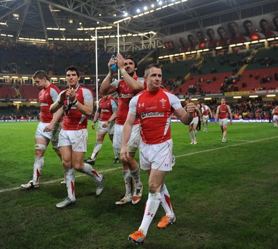 12.03.11 - Wales v Ireland - RBS Six Nations 2011 - James Hook, Jonathan Thomas and Shane Williams of Wales. 