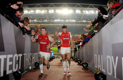 12.03.11 - Wales v Ireland - RBS Six Nations 2011 - Paul James and Jamie Roberts of Wales. 
