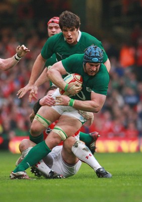 12.03.11 Wales v Ireland - RBS 6 Nations Championship-  Ireland's Sean O'Brien is tackled by Wales' Matthew Rees. 