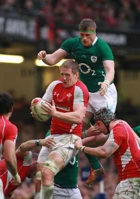 12.03.11 Wales v Ireland - RBS 6 Nations Championship-  Wales' Bradley Davies wins lineout ball. 
