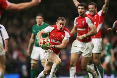 12.03.11 Wales v Ireland ... Wales Shane Williams kicks the ball out to end the game and victory for Wales. 