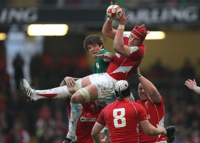 12.03.11... Wales v Ireland, RBS 6 Nations -  Wales' Alun Wyn Jones wins lineout ball  