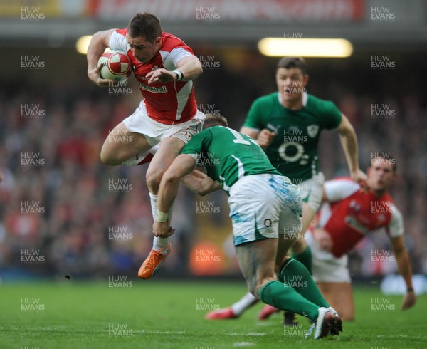 12.03.11 - Wales v Ireland - RBS Six Nations 2011 - Shane Williams of Wales is tackled by Luke Fitzgerald of Ireland. 