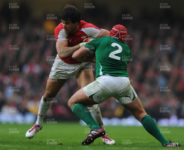 12.03.11 - Wales v Ireland - RBS Six Nations 2011 - Mike Phillips of Wales takes on Rory Best of Ireland. 