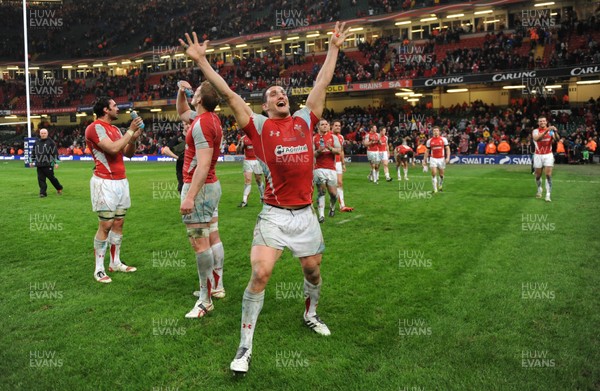 12.03.11 - Wales v Ireland - RBS Six Nations 2011 - Sam Warburton of Wales celebrates at the end of the game. 