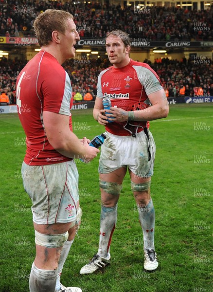 12.03.11 - Wales v Ireland - RBS Six Nations 2011 - Bradley Davies and Alun Wyn Jones of Wales. 