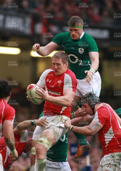12.03.11 Wales v Ireland - RBS 6 Nations Championship-  Wales' Bradley Davies wins lineout ball. 