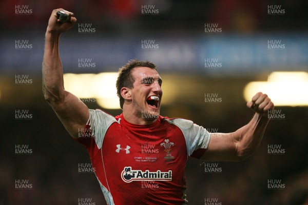12.03.11 Wales v Ireland ... Wales Sam Warburton celebrates at the final whistle. 