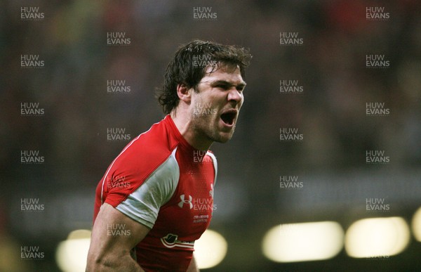 12.03.11 Wales v Ireland ... Wales Mike Phillips celebrates at the final whistle. 