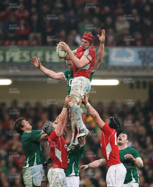 12.03.11 Wales v Ireland ... Wales Alun Wyn Jones wins lineout ball. 