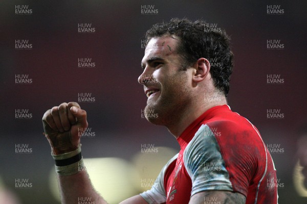 12.03.11... Wales v Ireland, RBS 6 Nations -  Wales' Jamie Roberts celebrates at the end of the match 