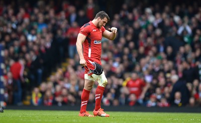 140315 - Wales v Ireland - RBS 6 Nations 2015 -Sam Warburton of Wales leaves the field after receiving a yellow card