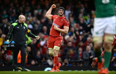 140315 - Wales v Ireland - RBS 6 Nations 2015 -Sam Warburton of Wales celebrates at the final whistle