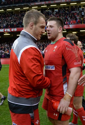 140315 - Wales v Ireland - RBS 6 Nations 2015 -Gethin Jenkins and Rob Evans at the end of the game