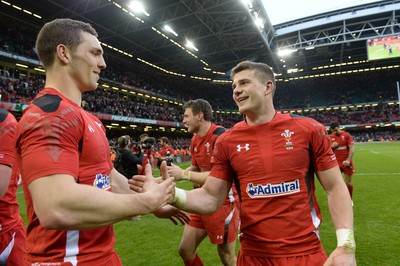 140315 - Wales v Ireland - RBS 6 Nations 2015 -George North and Scott Williams at the end of the game