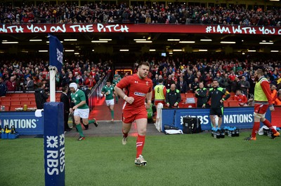 140315 - Wales v Ireland - RBS 6 Nations 2015 -Rob Evans of Wales runs out for his first cap