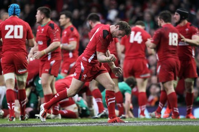 140315 - Wales v Ireland - RBS 6 Nations - Dan Biggar of Wales emotions show at the final whistle