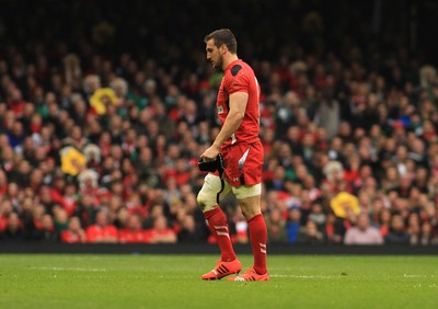 140315 - Wales v Ireland - RBS 6 Nations -Sam Warburton of Wales leaves the field after receiving a yellow card