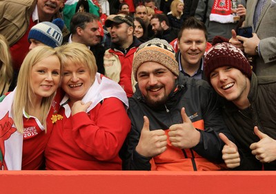 140315 - Wales v Ireland - RBS 6 Nations -Fans of Wales during the game