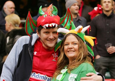 140315 - Wales v Ireland - RBS 6 Nations -Fans of Wales during the game