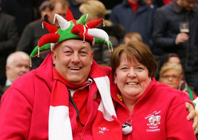 140315 - Wales v Ireland - RBS 6 Nations -Fans of Wales during the game