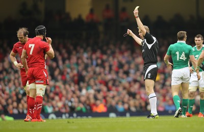 140315 - Wales v Ireland, RBS 6 Nations 2015 - Sam Warburton of Wales is shown a yellow card